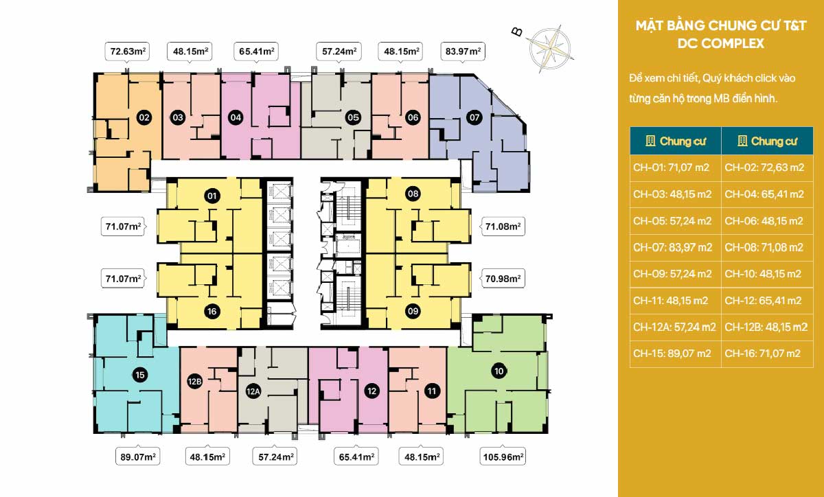 Mặt bằng Tầng Dự án Căn hộ Chung cư T&T DC Complex Hà Nội