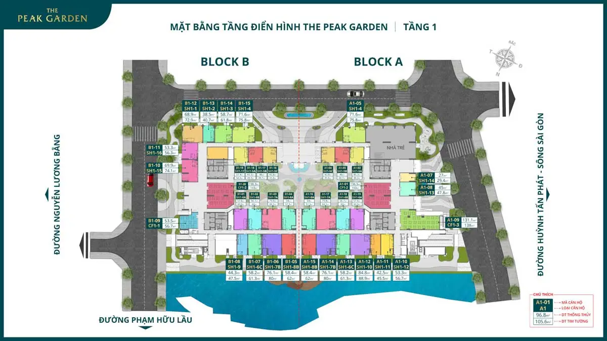 The Peak Garden 14 Mặt bằng tầng 1 Dự án The Peak Garden
