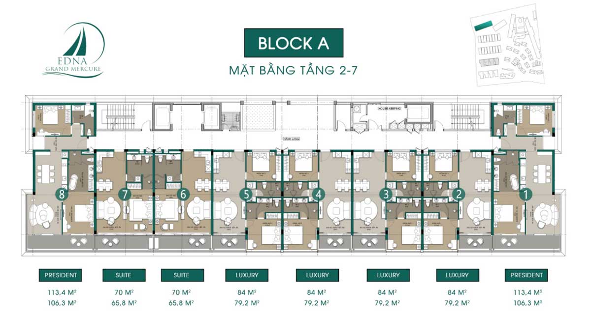 Mặt bằng Block A Dự án Edna Grand Mercure Phan Thiết