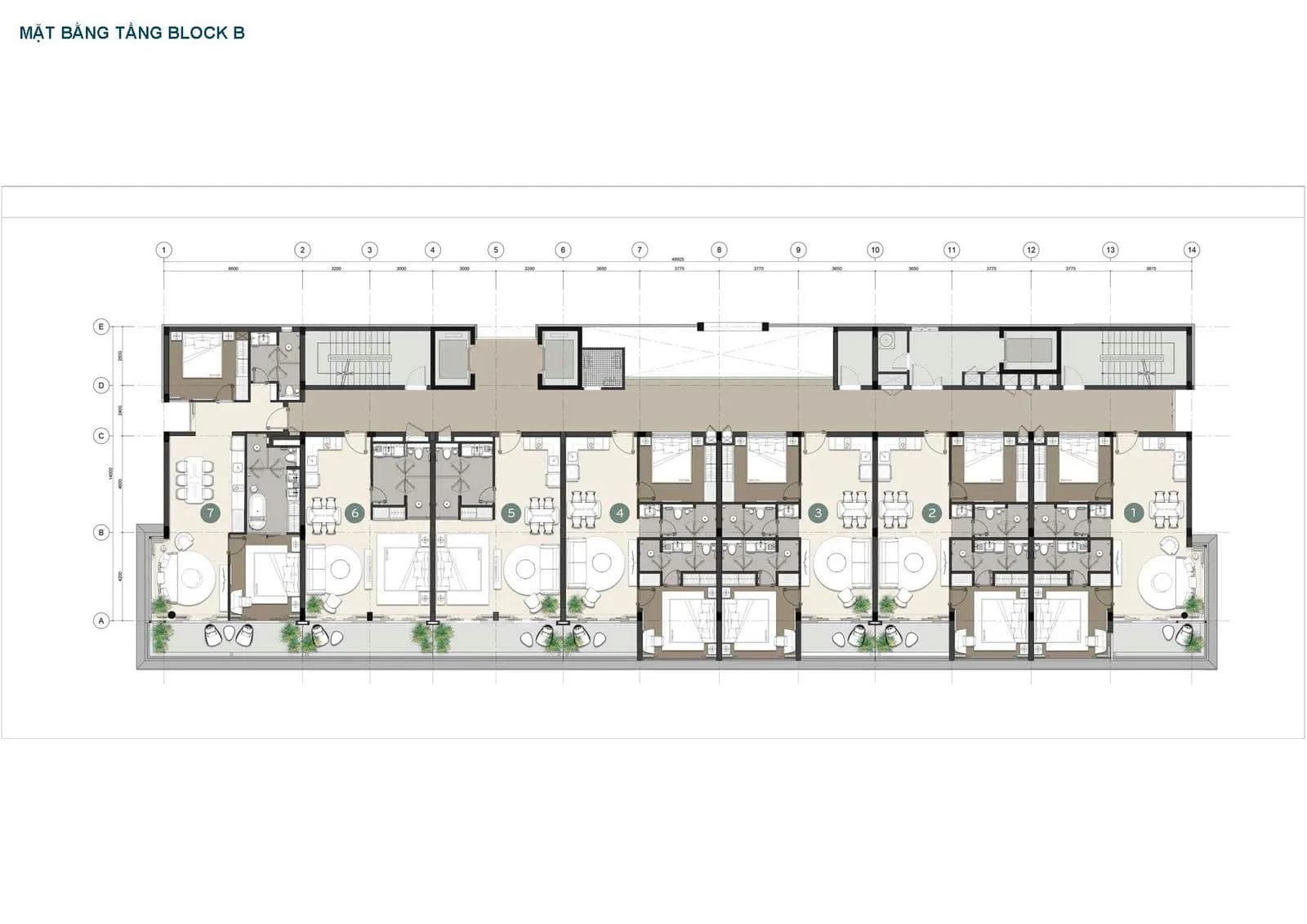 Grand Mercure Phan Thiết 12 Mặt bằng Tầng Block B Dự án Grand Mercure Phan Thiết