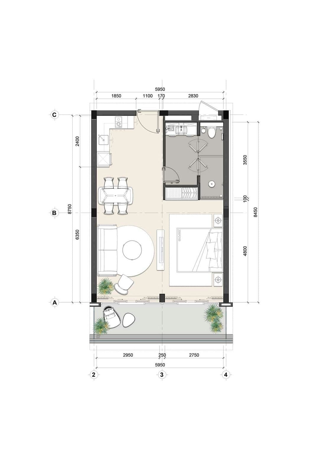 Thiết kế Căn Suite 1 Phòng ngủ Grand Mercure 70m2