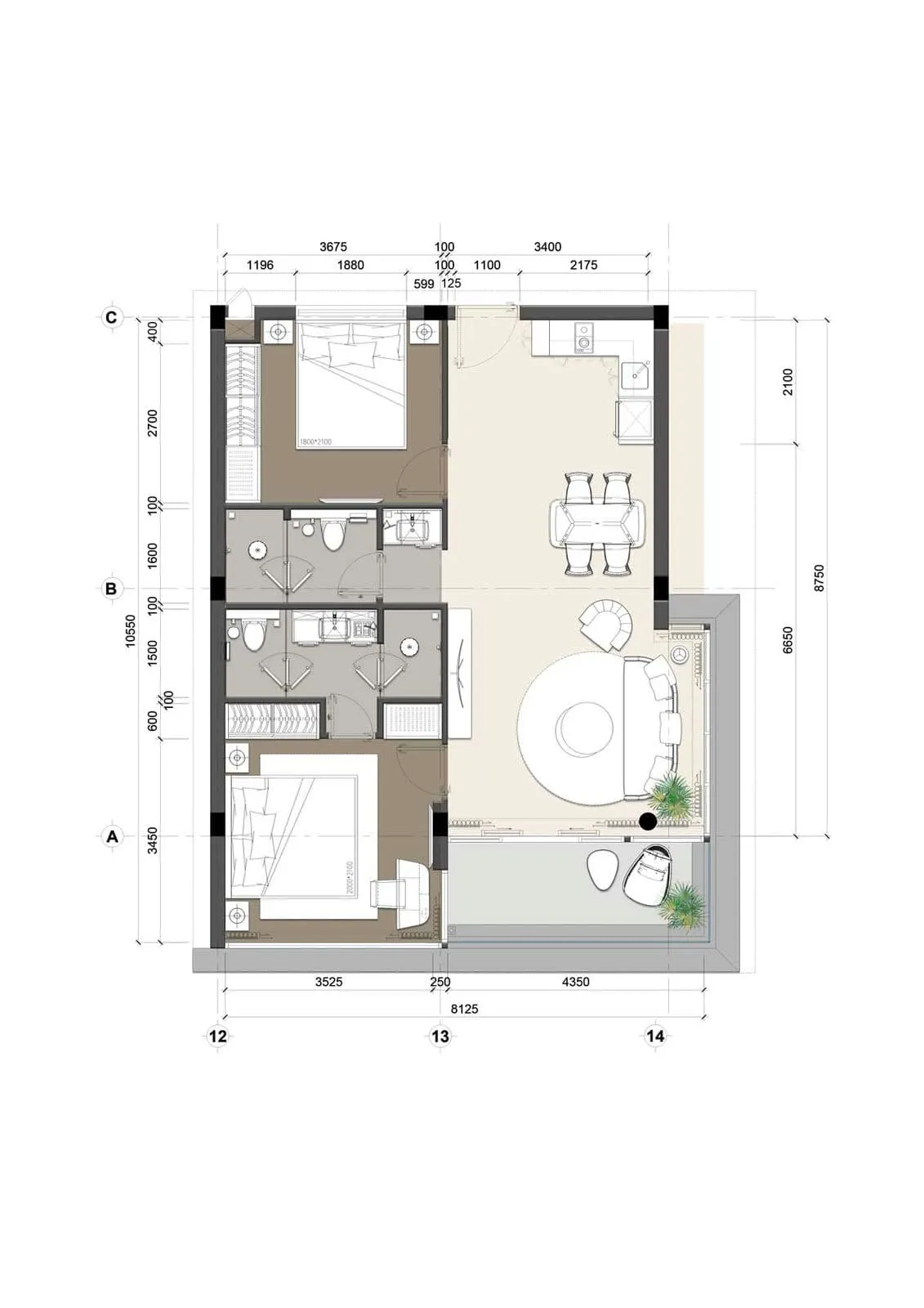 Grand Mercure Phan Thiết 14 Thiết kế Căn Luxury 2 Phòng ngủ 84m2 Grand Mercure Phan Thiết