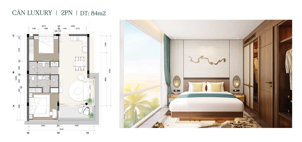 Căn Luxury 2 Phòng ngủ 84m2 Grand Mercure Phan Thiết