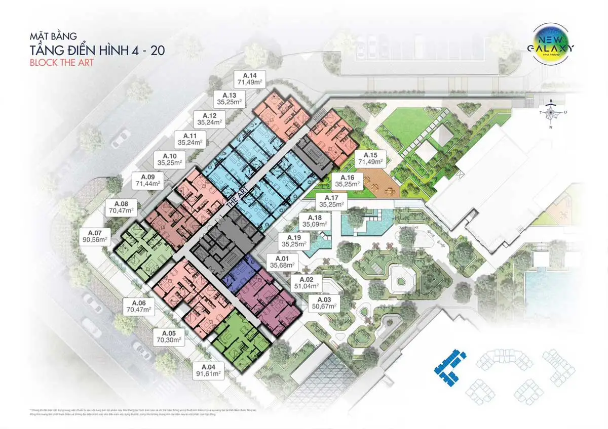 New Galaxy Nha Trang 14 Mặt bằng Tầng 4 - 20 Block The Art Dự án New Galaxy Nha Trang