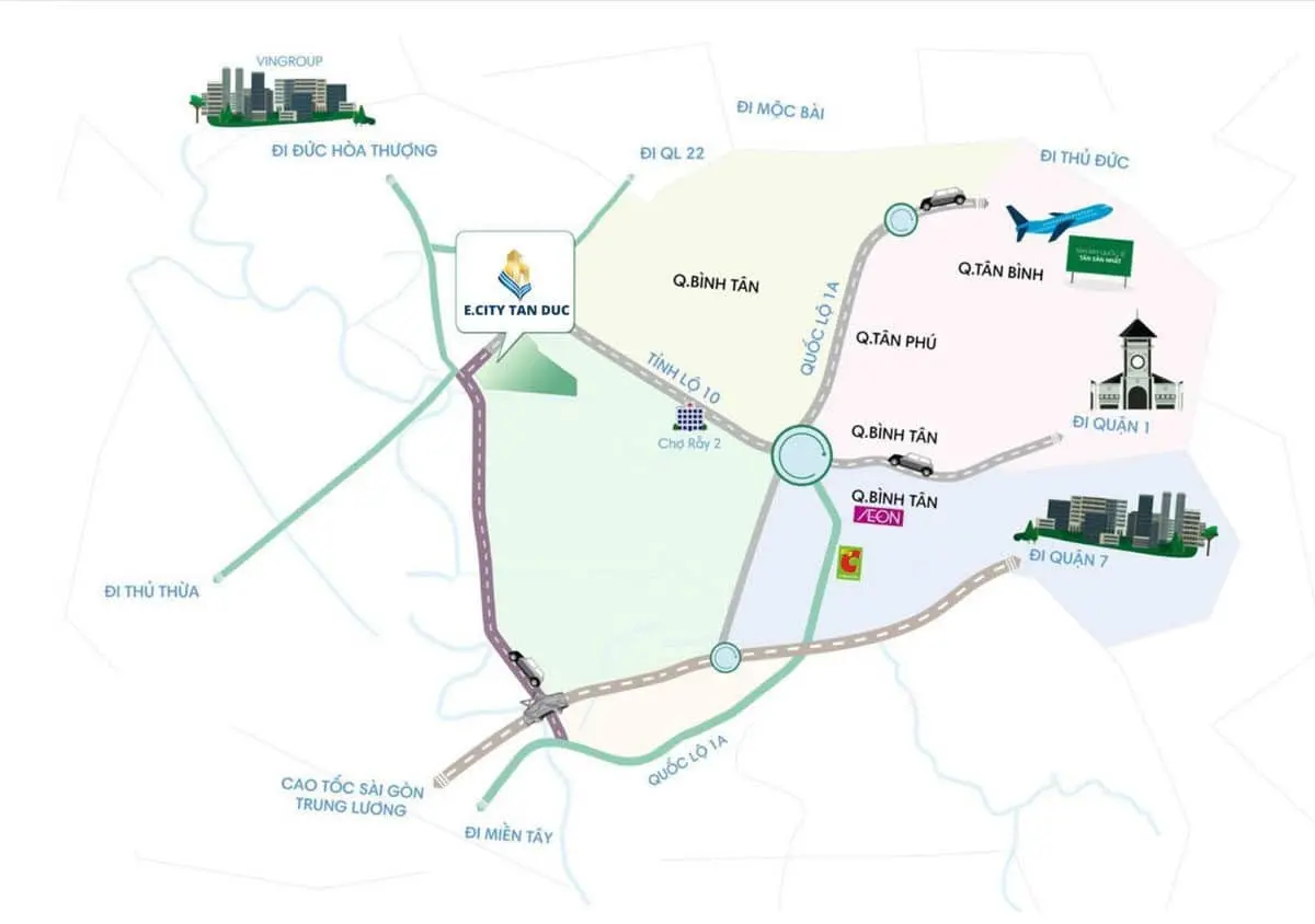 E.CITY TÂN ĐỨC LONG AN 2 Vị trí Dự án E.City Tân Đức Đức Hòa Long An