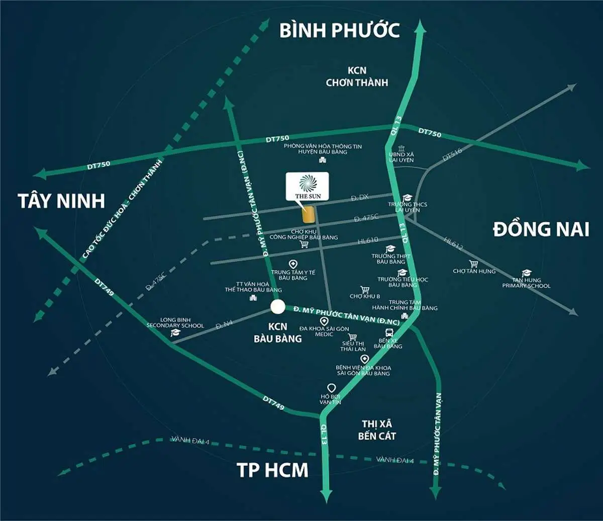 The Sun Bàu Bàng 2 Vị trí Dự án The Sun Bàu Bàng Bình Dương