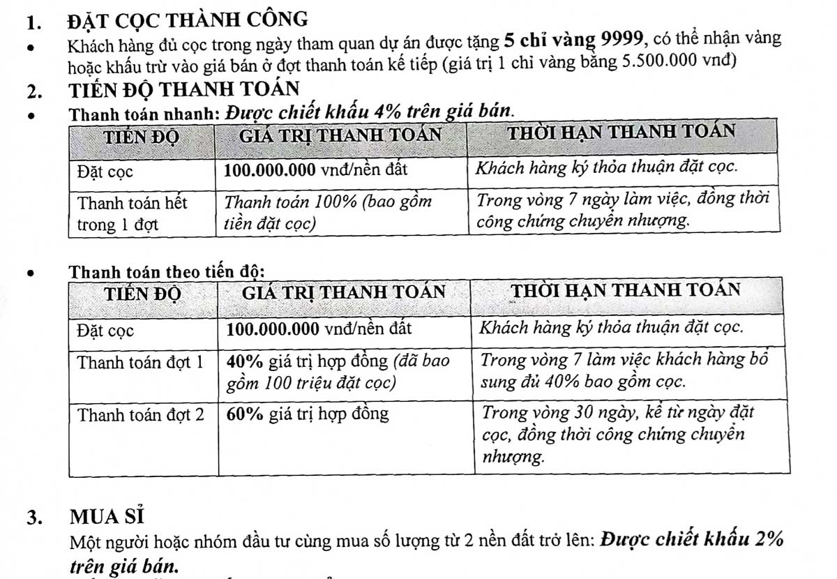 Phuong thuc thanh toan Dat nen Du An Lai Uyen Bau Bang - Dự án Khu đô thị Lai Uyên Bàu Bàng