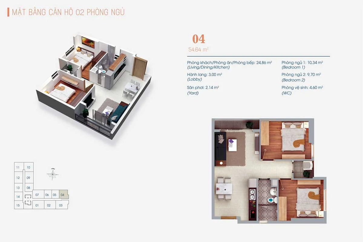 VIVA PLAZA QUẬN 7 14 Thiết kế Căn hộ 2 Phòng ngủ Số 04 ViVa Plaza