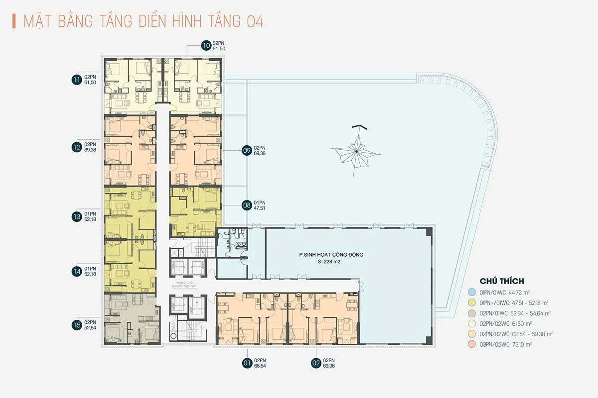 VIVA PLAZA QUẬN 7 10 Mặt bằng Tầng điển hình Tầng 4 Dự án ViVa Plaza Nguyễn Lương Bằng Quận 7