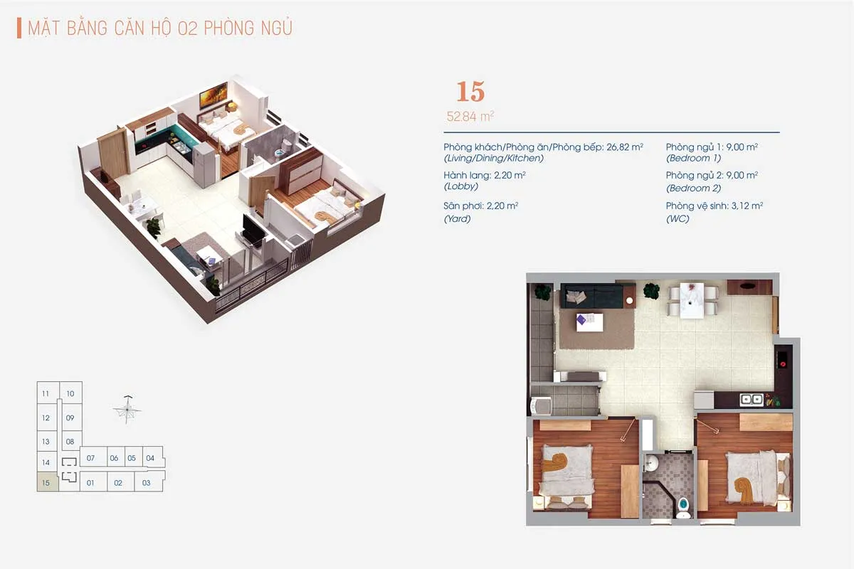 VIVA PLAZA QUẬN 7 19 Thiết kế Căn hộ 2 Phòng ngủ Số 15 ViVa Plaza