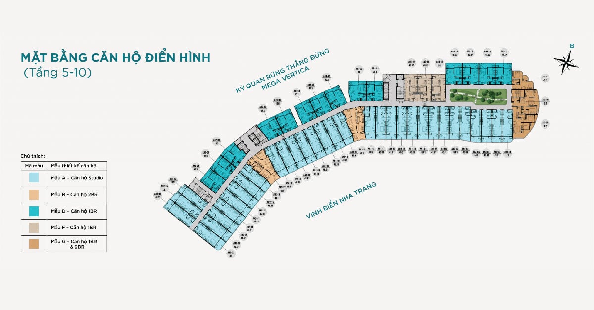 Mặt bằng Tầng 5 - 10 Dự án Ancruising Nha Trang