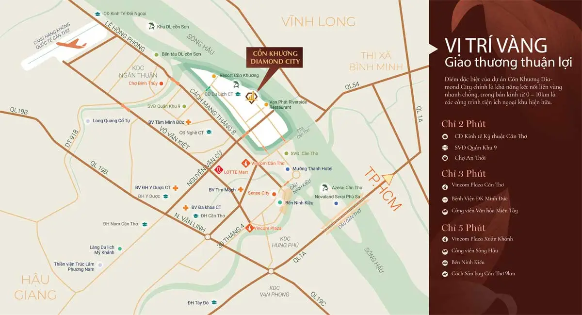 Cồn Khương Diamond City 3 Sơ đồ Vị trí Dự án Cồn Khương Diamond City Cần Thơ