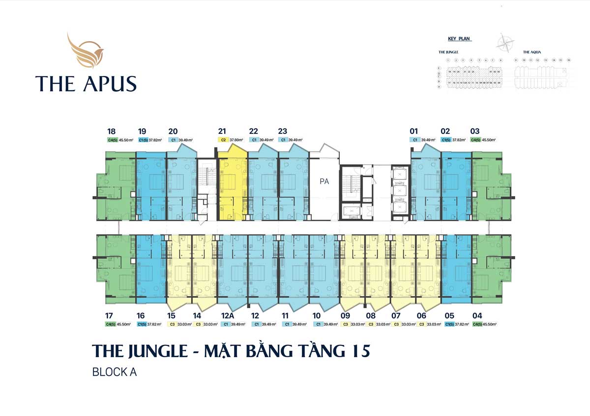 Mặt bằng tầng 6-9-12 Tháp The Jungle tại Dự án The Apus Long Hải