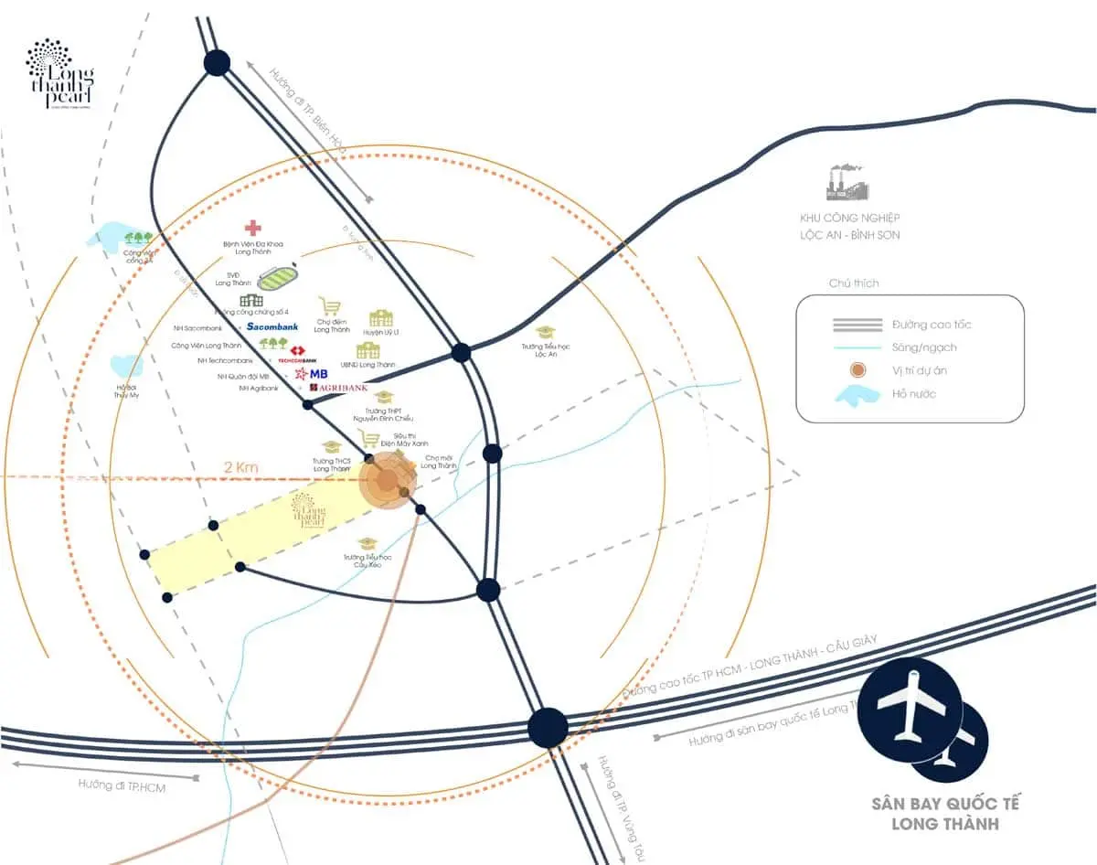 Long Thành Pearl 5 Vị trí Dự án Long Thành Pearl kết nối khu vực sung quanh