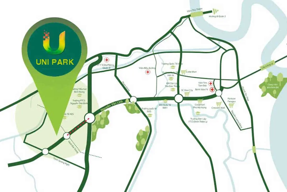 Uni Park 3 Vị trí Dự án Căn hộ Uni Park Nguyễn Văn Linh Bình Chánh