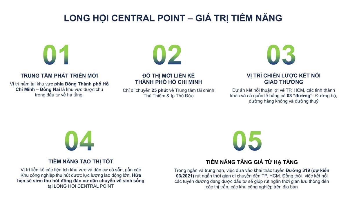 5 Giá trị Tiềm năng Dự án Long Hội Central Point Nhơn Trạch Đồng Nai