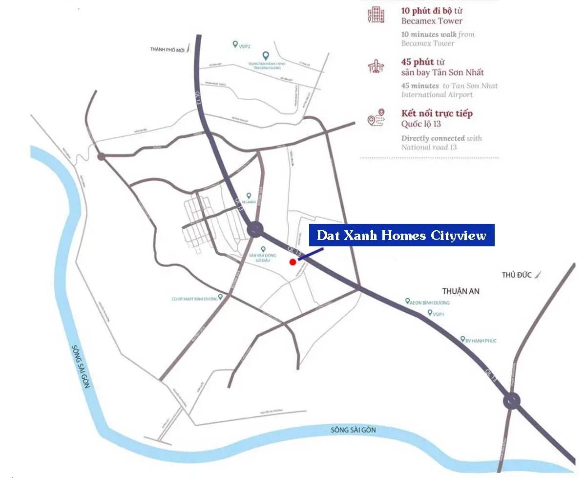 Dat Xanh Homes CityView 2 Vị trí Dự án Căn hộ Chung cư Dat Xanh Homes CityView Bình Dương