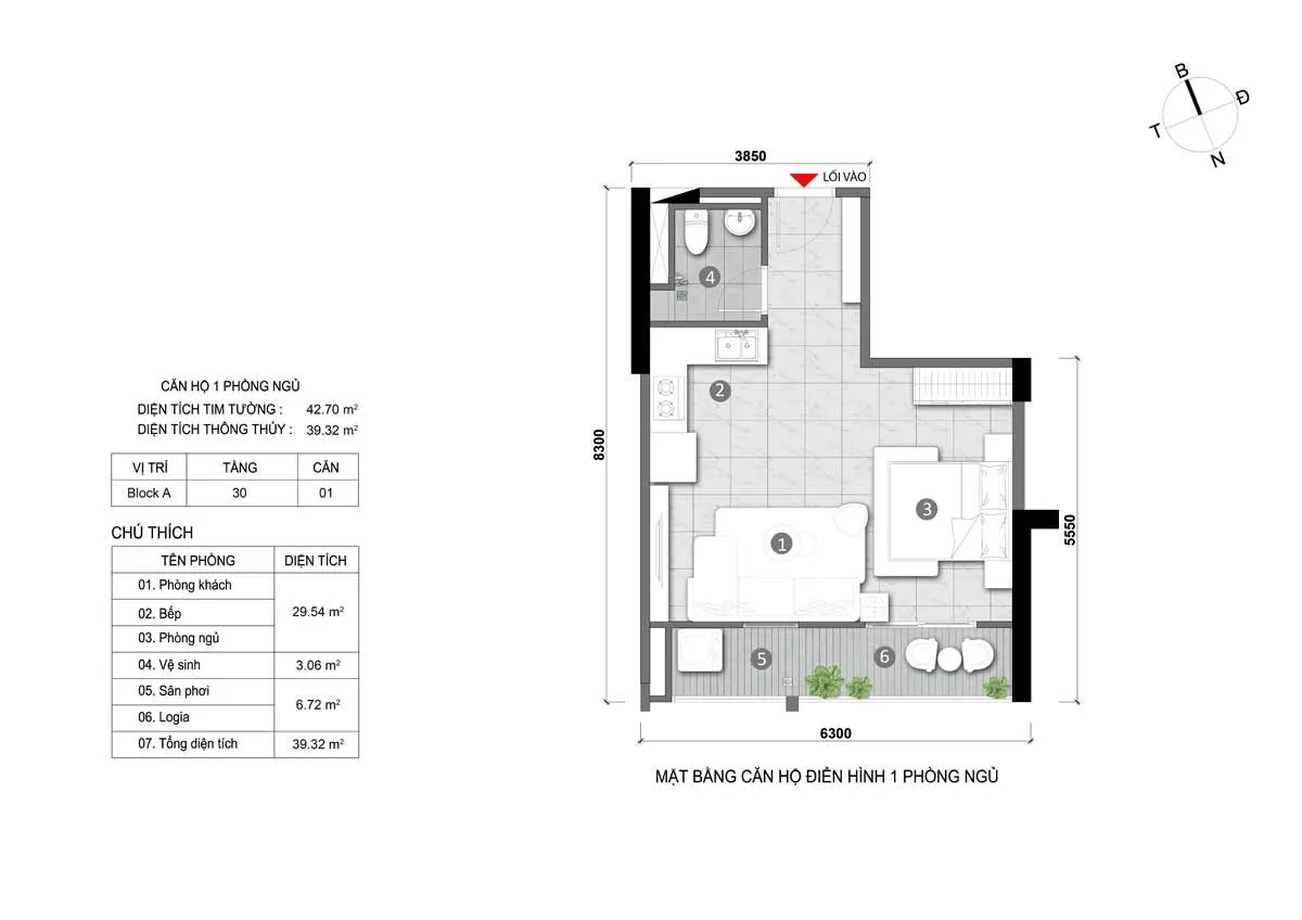 Thiết kế Căn 1 Phòng ngủ Thiết kế Căn 1 Phòng ngủ