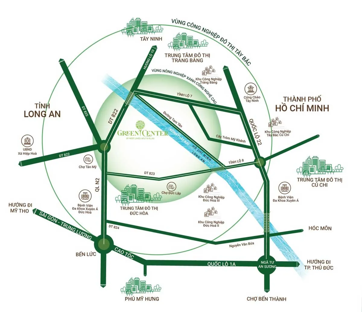 Green Center 3 Vị trí Dự án Làng sinh thái golf Tây Sài Gòn Green Center