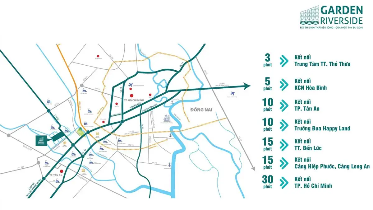GARDEN RIVERSIDE LONG AN 7 Vị trí Dự án Khu Nhà Vườn Bên Sông Garden Riverside