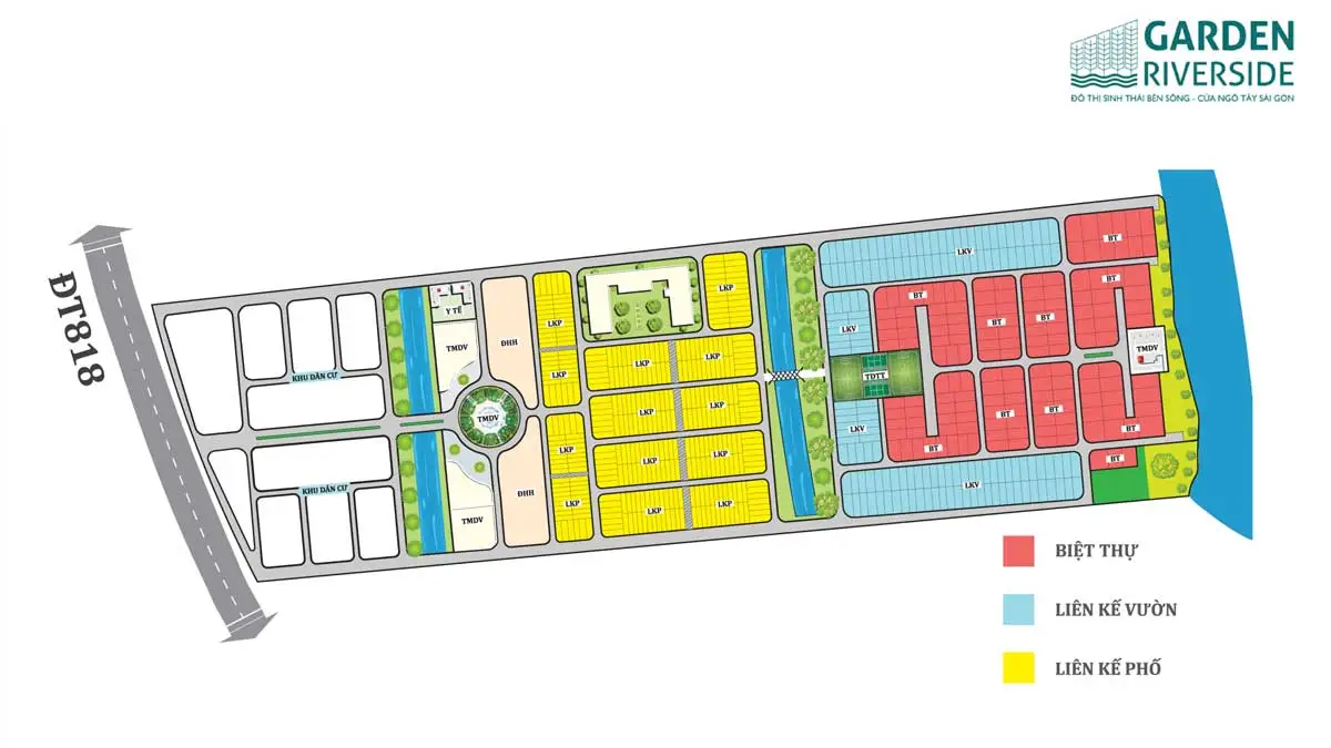 GARDEN RIVERSIDE LONG AN 13 Mặt bằng phân lô Dự án Khu Nhà Vườn Bên Sông Garden Riverside Thủ Thừa Long An