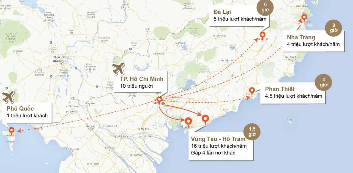 Coastar Estates Hồ Tràm 4 Vị trí chiến lược Coastar Estates Hồ Tràm cách TP.HCM 90 phút