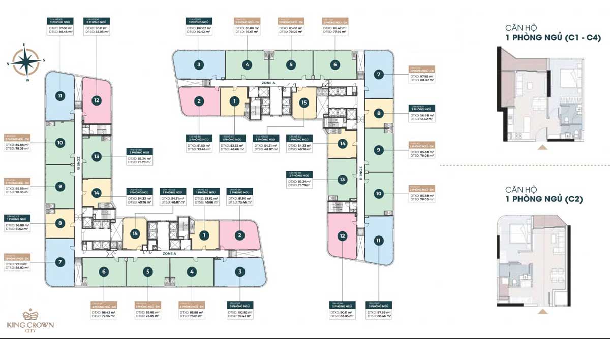 Mặt bằng Tầng điển hình Mặt bằng Dự án Căn hộ King Crown City Phạm Văn Đồng Thủ Đức