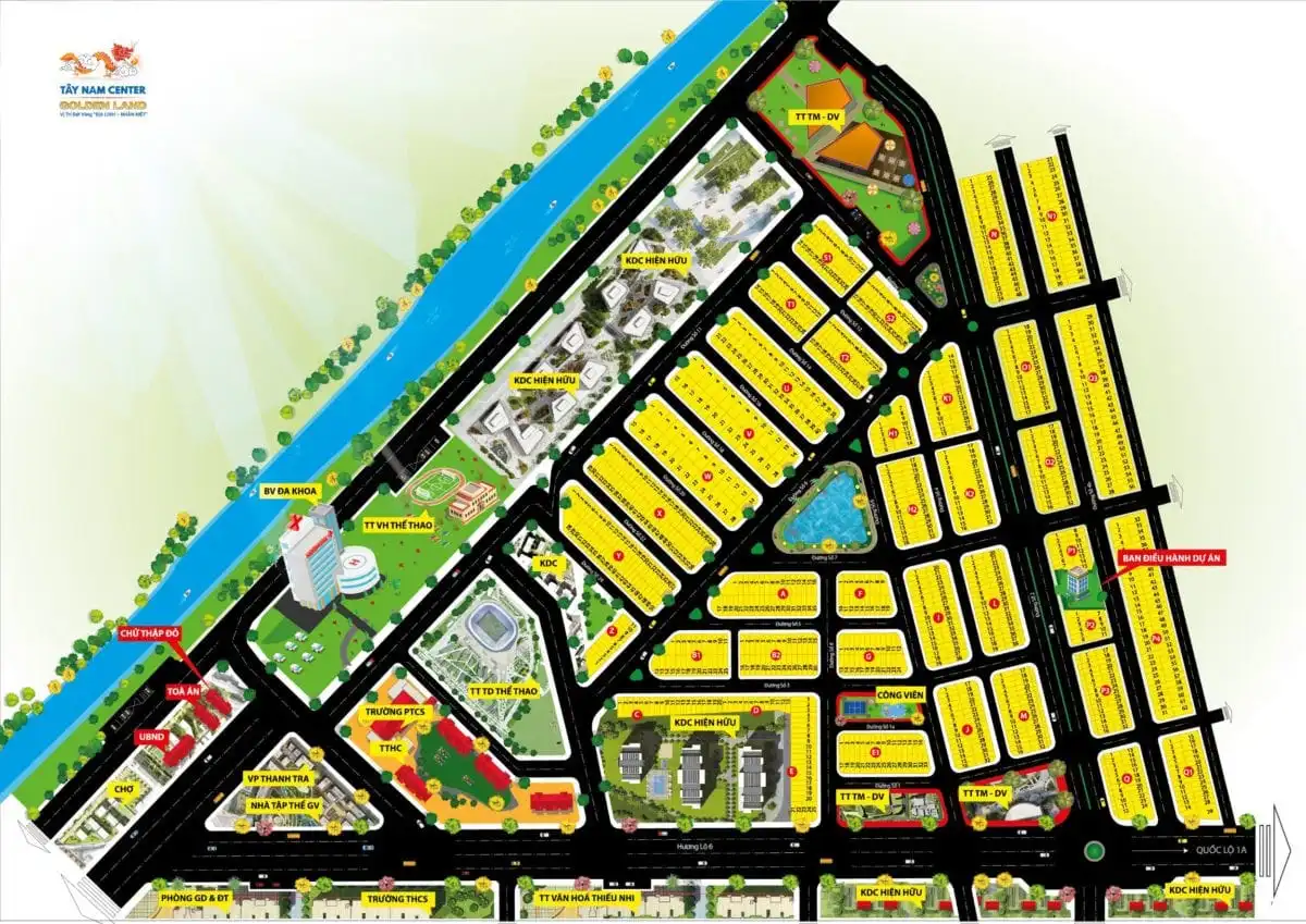 Tây Nam Center Golden Land Long An 5 Mặt bằng Phân lô Dự án Tây Nam Center Golden Land