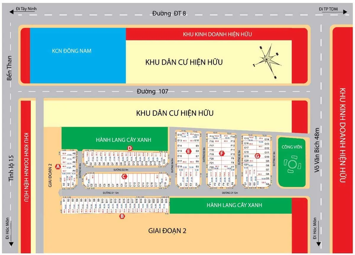 KHU DÂN CƯ TVC TRẦN VĂN CHẨM CỦ CHI 16 Mặt bằng phân lô Dự án Sun City Võ Văn Bích Củ Chi