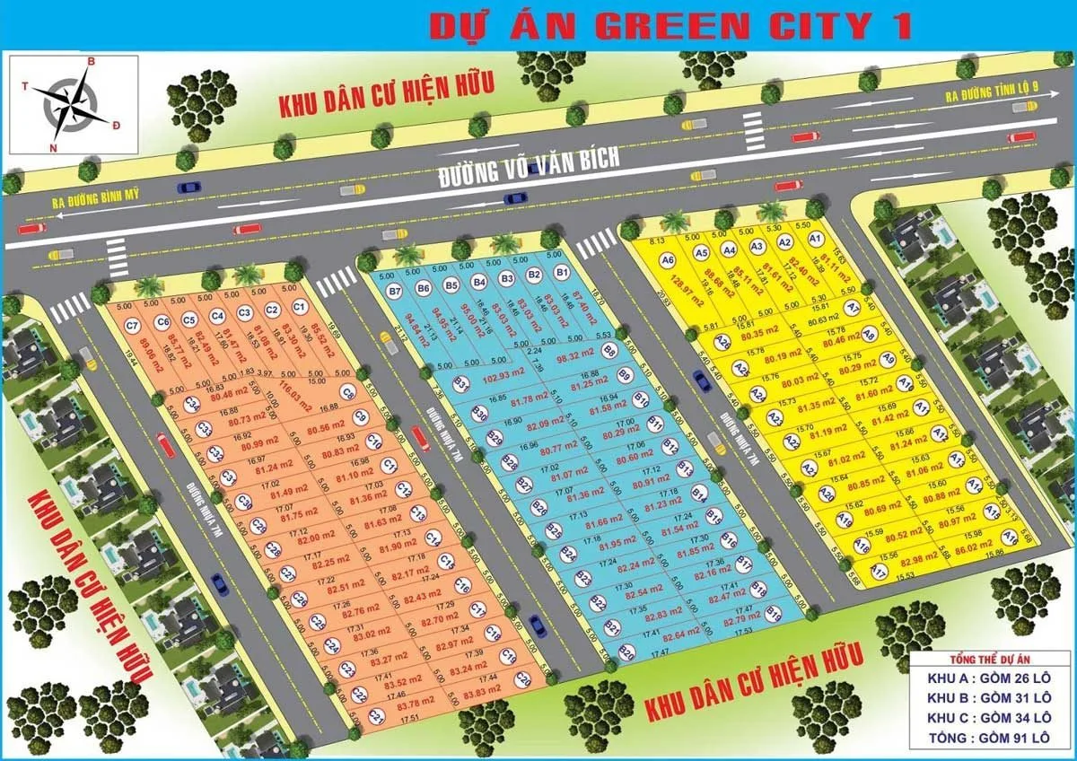 KHU DÂN CƯ TVC TRẦN VĂN CHẨM CỦ CHI 20 Dự án Green City 1 mặt tiền đường Võ Văn Bích, xã Bình Mỹ, huyện Củ Chi