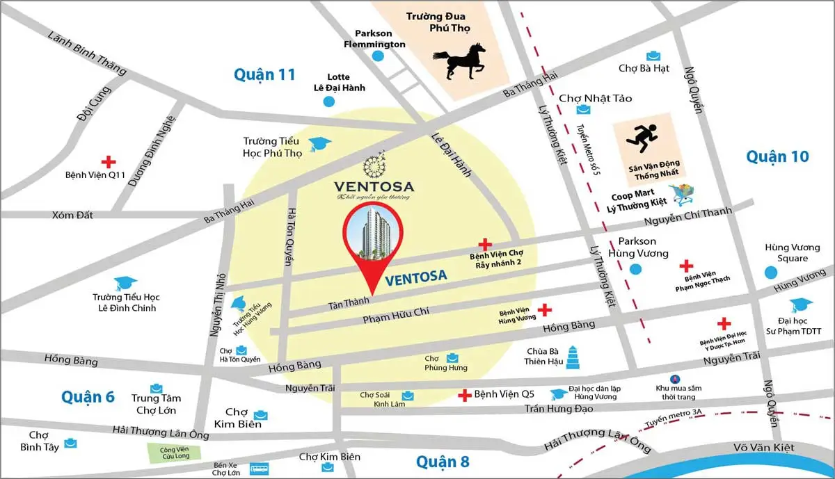 VENTOSA LUXURY QUẬN 5 3 Vị trí Dự án Căn hộ Ventosa Luxury Tân Thành Quận 5
