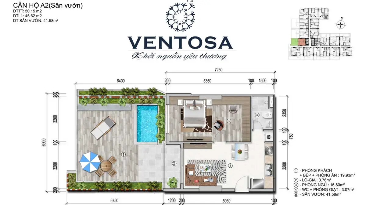 VENTOSA LUXURY QUẬN 5 11 Thiết kế Căn hộ 1 Phòng ngủ Ventosa Luxury Quận 5