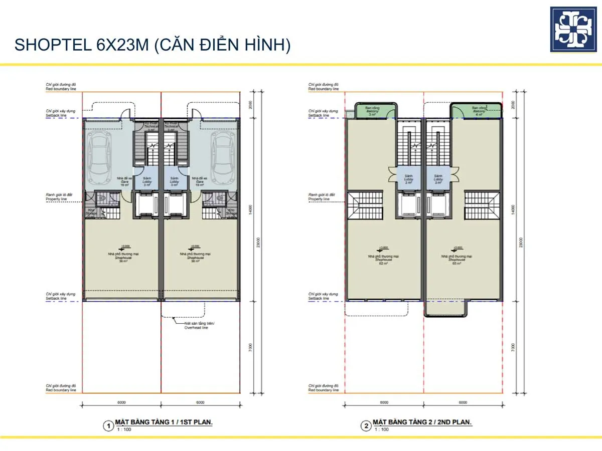 Mặt bằng Tầng 1 – 2 Shoptel Mặt bằng Tầng 1 – 2 Shoptel