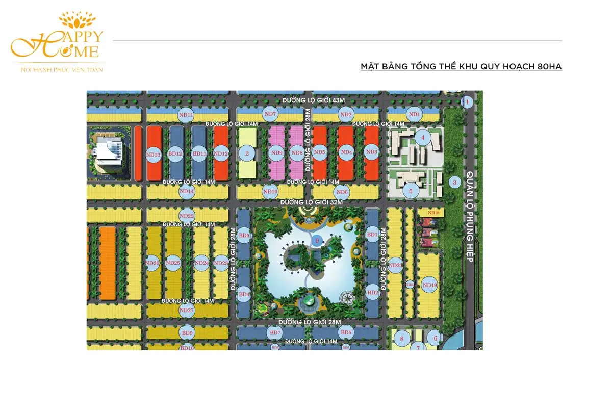 HAPPY HOME CÀ MAU 9 Mặt bằng phân khu 1 Dự án Khu đô thị Happy Home Cà Mau