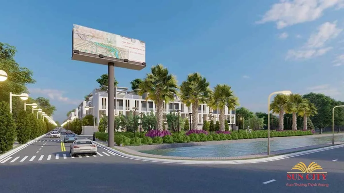 SUN CITY VÕ VĂN BÍCH CỦ CHI 7 Khu mặt tiền Dự án Sun City về đêm