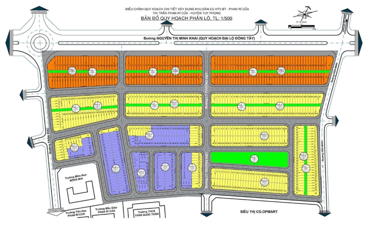 Mặt bằng phân lô Dự án Khu dân cư HTV.BT Phan Rí Cửa
