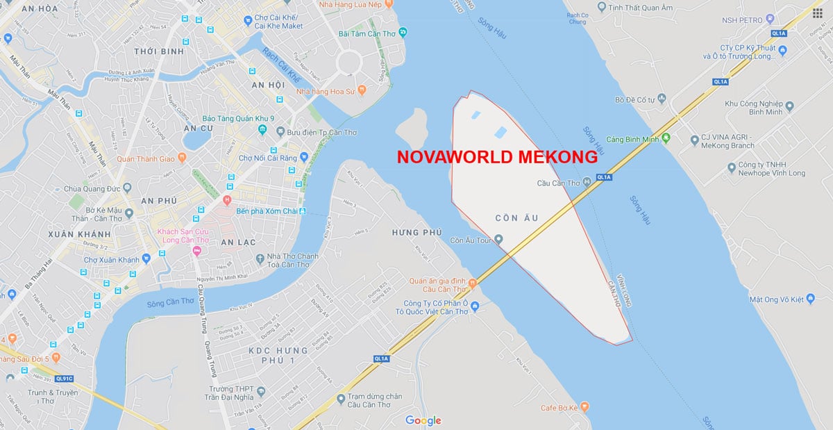 Vị trí Dự án Khu đô thị NovaWorld Mekong Cần Thơ