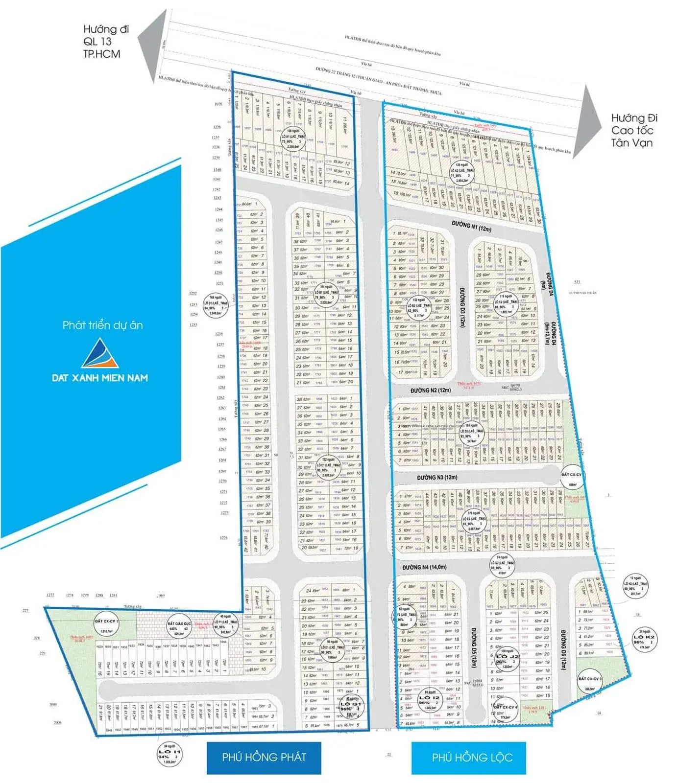 PHÚ HỒNG LỘC - PHÚ HỒNG PHÁT 5 Mặt bằng phân lô Dự án Khu nhà ở thương mại Phú Hồng Lộc – Phú Hồng Phát