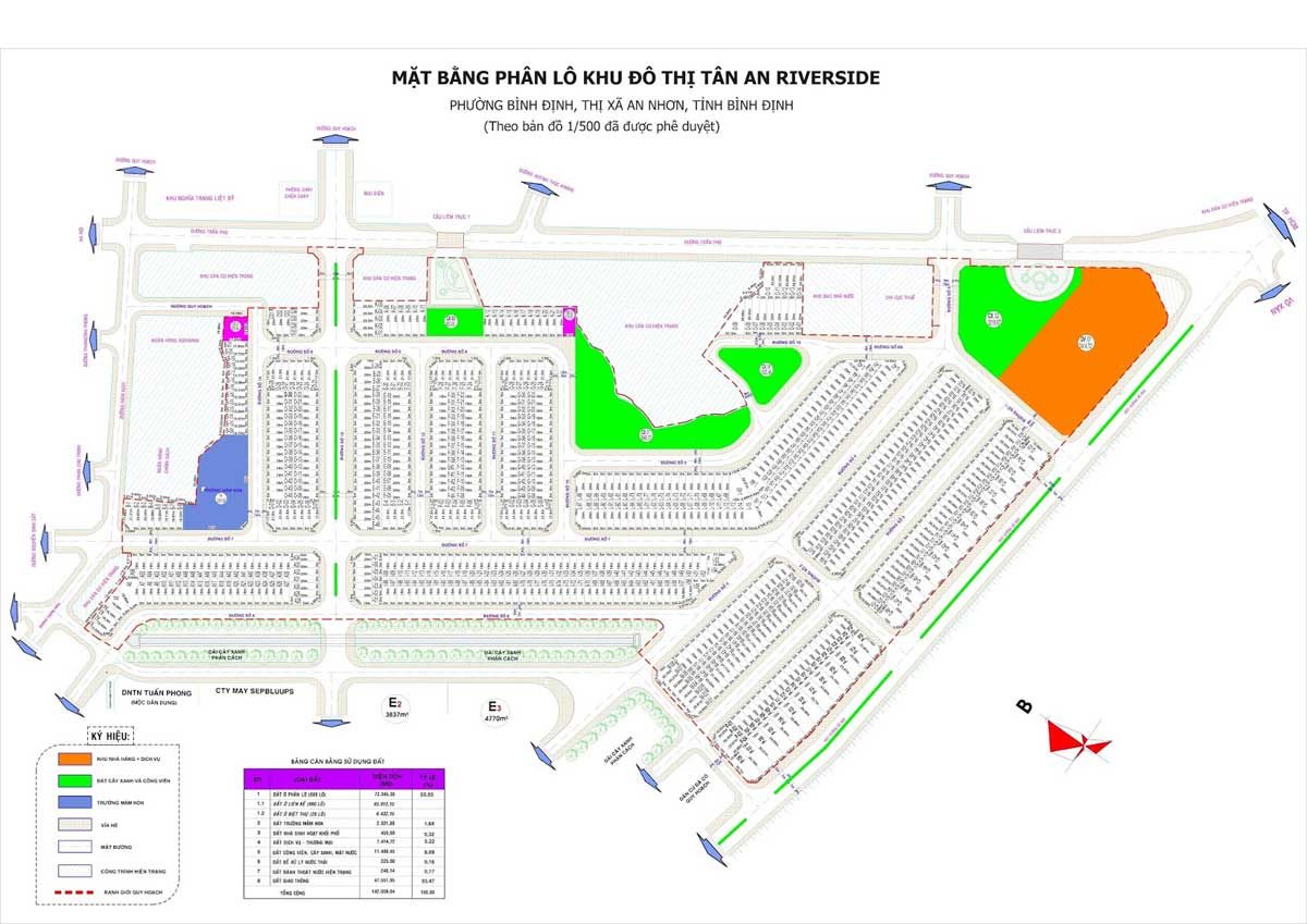 Mặt bằng phân lô Dự án Khu đô thị Tân An Riverside An Nhơn Bình Định