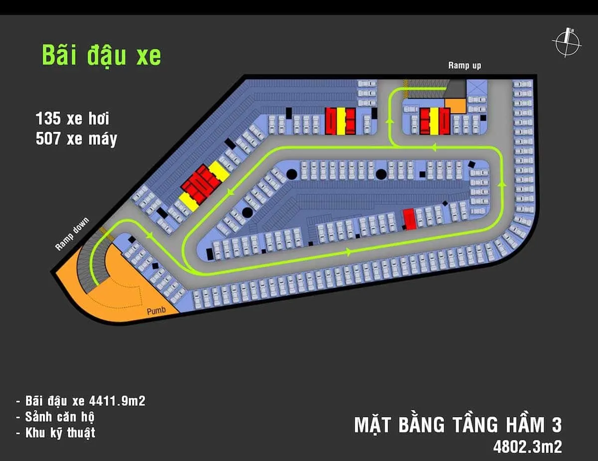 CHARMINGTON DRAGONIC QUẬN 5 9 Mặt bằng tầng Hầm Dự án Căn hộ Charmington Dragonic Quận 5
