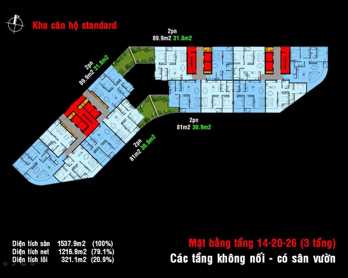 Mặt bằng tầng 14-20-26 Dự án Căn hộ Charmington Dragonic Quận 5