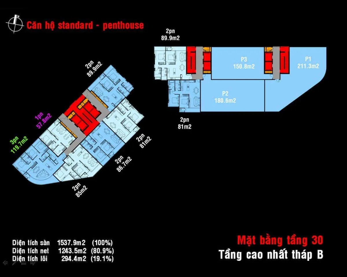 CHARMINGTON DRAGONIC QUẬN 5 13 Mặt bằng tầng 30 Dự án Căn hộ Charmington Dragonic Quận 5