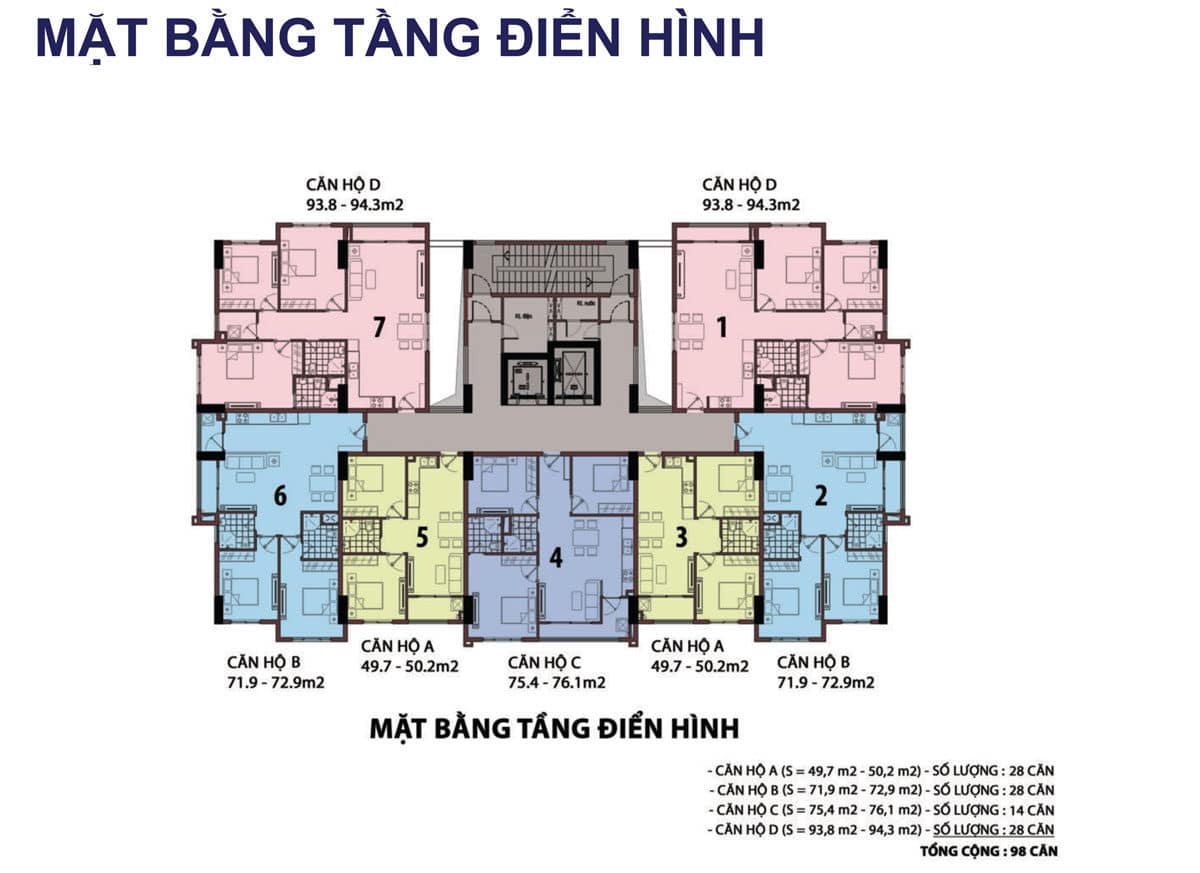 Mặt bằng tầng Dự án Căn hộ Raemian Đông Thuận Quận 12