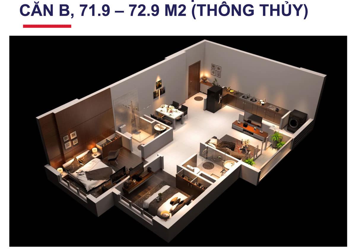 Mặt bằng Căn B Dự án Căn hộ Raemian Đông Thuận Quận 12