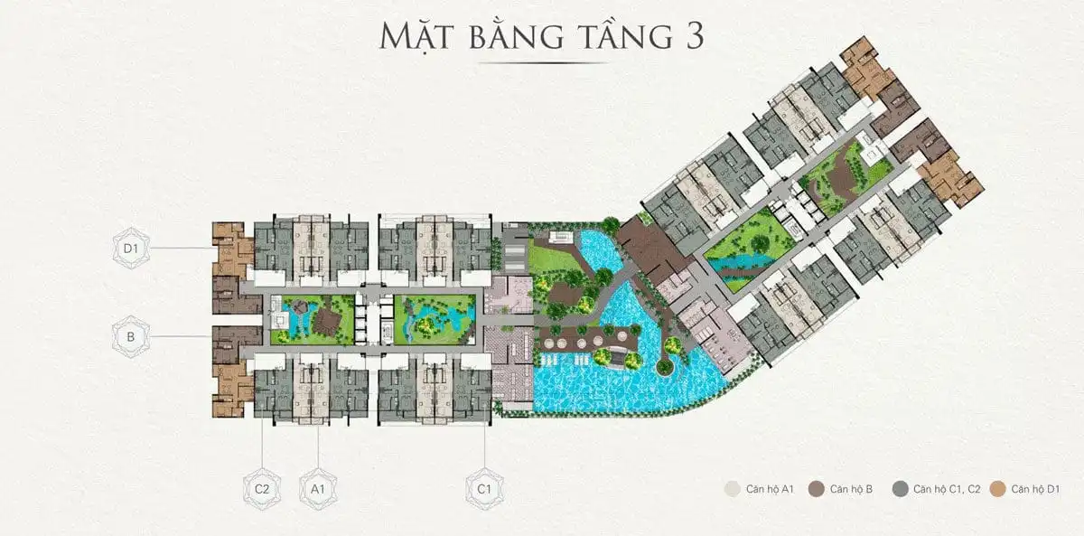 TOPAZ TWINS BIÊN HÒA 5 Mặt bằng tầng 3 Căn hộ Chung cư Topaz Twins Biên Hòa