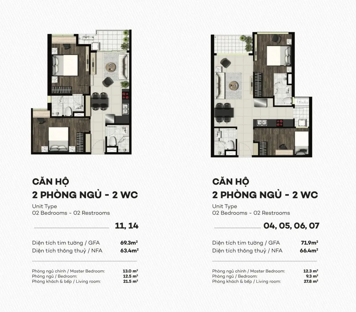 SMARTEL SIGNIAL QUẬN 7 8 Thiết kế căn hộ 2 PN Smartel Signial Quận 7