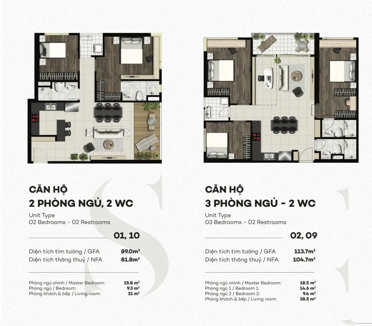 SMARTEL SIGNIAL QUẬN 7 9 Thiết kế căn hộ 3 PN Smartel Signial Quận 7