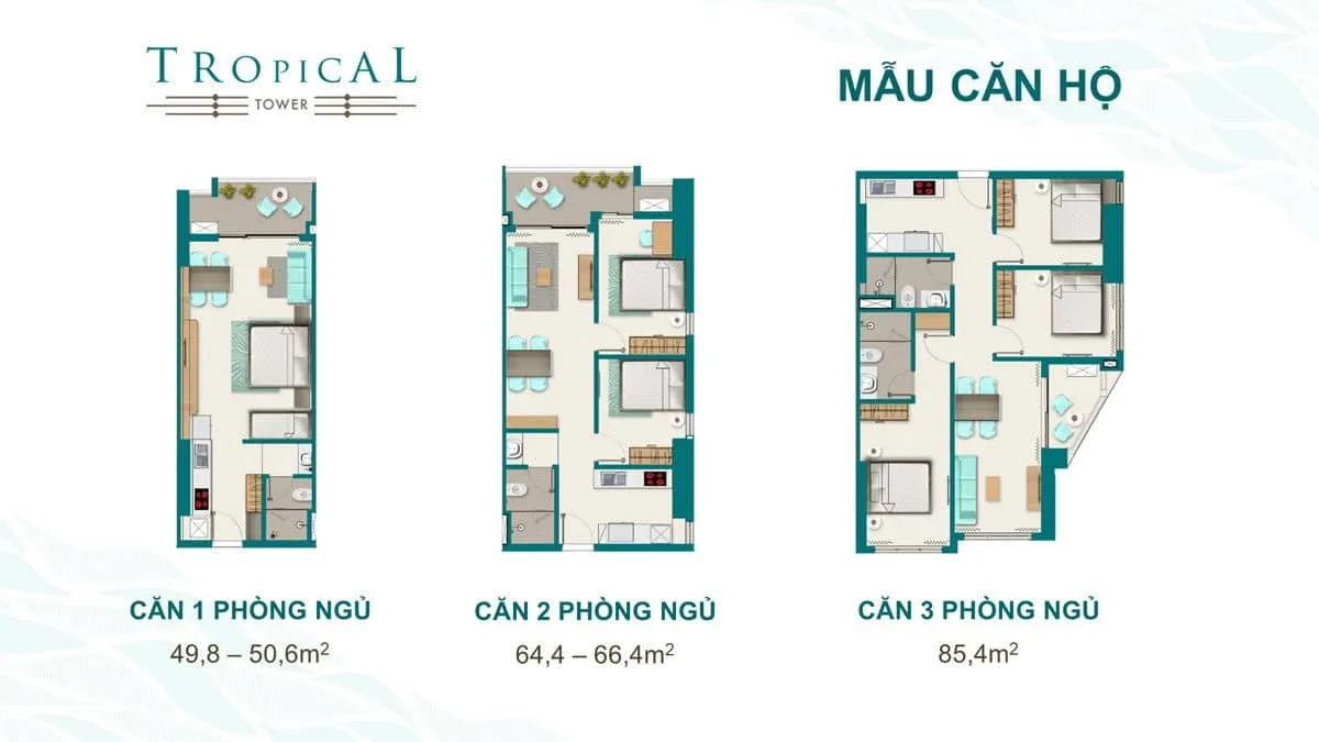 QUY NHƠN MELODY 16 Thiết kế Căn hộ toà tháp Tropical Tower của Dự án Quy Nhơn Melody