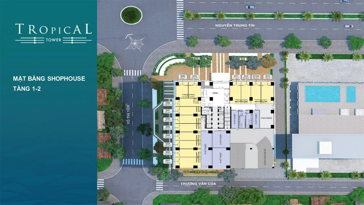 QUY NHƠN MELODY 11 Mặt bằng Shophouse tầng 1-2 tòa Tropical Tower