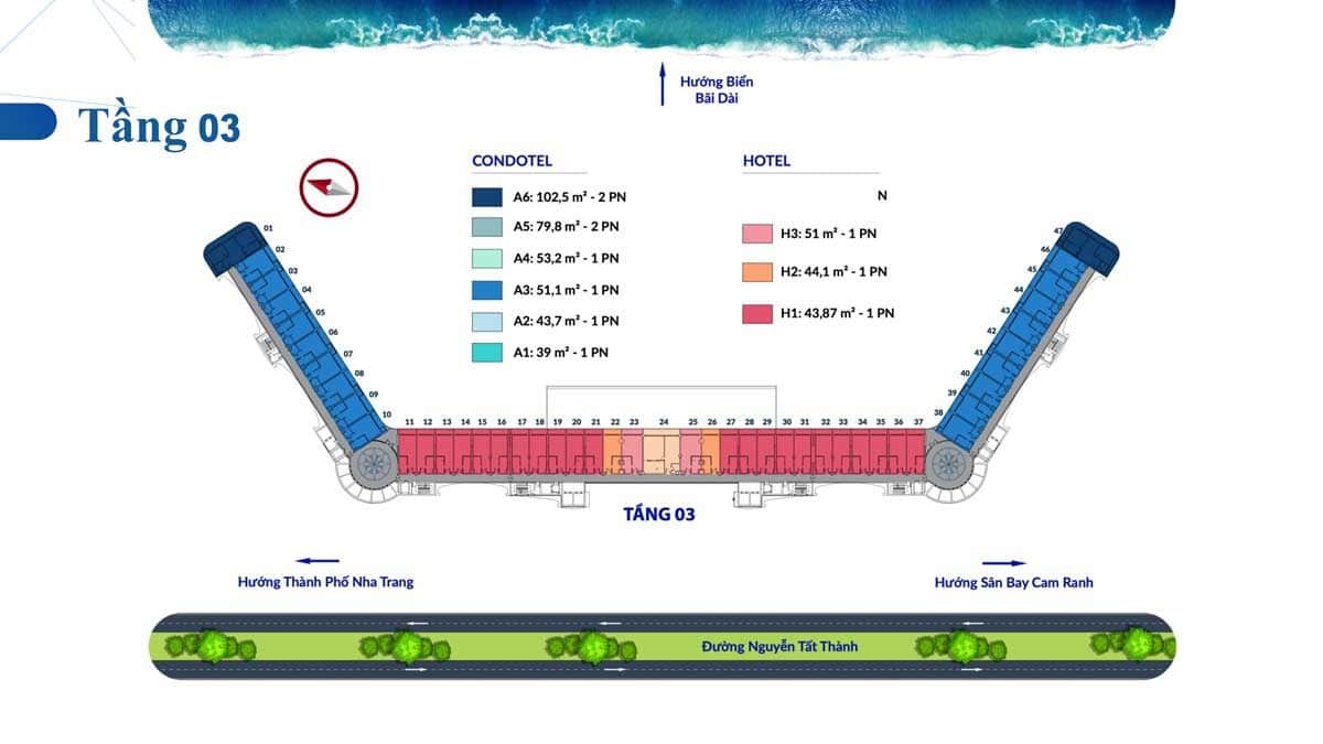 Mặt bằng tầng 3 Căn hộ Cam Ranh Bay